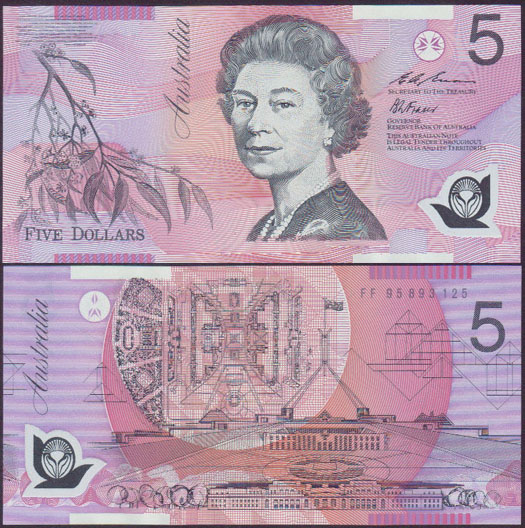 1995 Australia $5 Fraser/Evans wide (Unc) L001040
